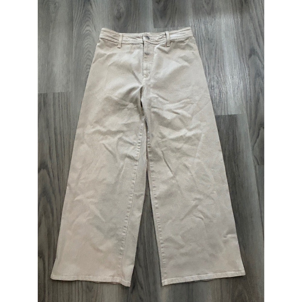 Universal Thread Womens Wide Leg High Rise Denim Pants 10 Tan Khaki Beige Cotton